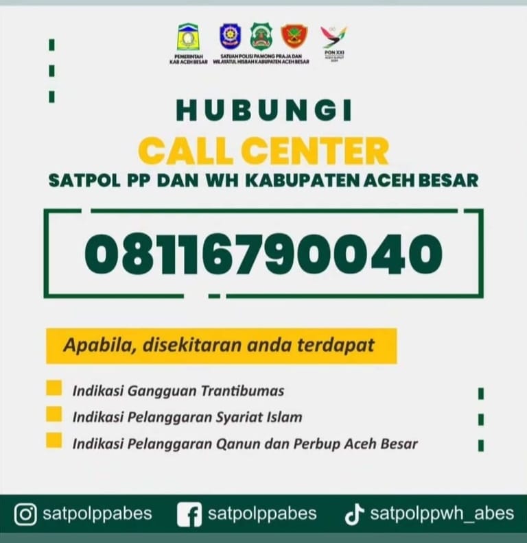 Satpol PP dan WH Aceh Besar Luncurkan Call Center Pengaduan Masyarakat