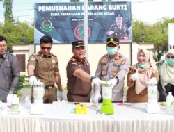 Kejari Aceh Besar Musnahkan Barang Bukti Periode Agustus 2024 hingga Februari 2025