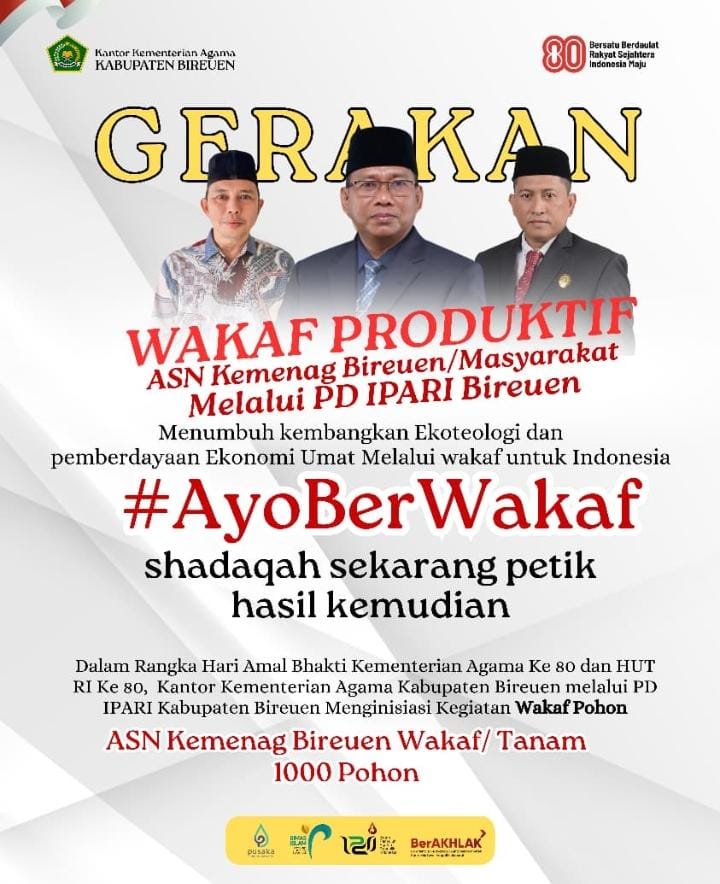Kemenag Bireuen Bersama PD IPARI Gelar Gerakan Wakaf Pohon