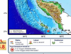 Simeulue Diguncang Gempa 5,8 Magnitudo