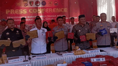 Polisi Ungkap Peredaran 1 Ton Ganja, 80 Kg Sabu dan 1 Kg Kokain di Aceh