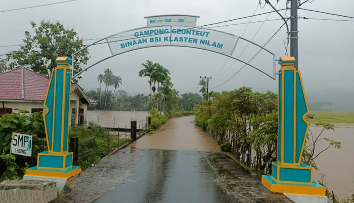 Krueng Kala Meluap, Sebagian Wilayah Lhoong Terendam Banjir