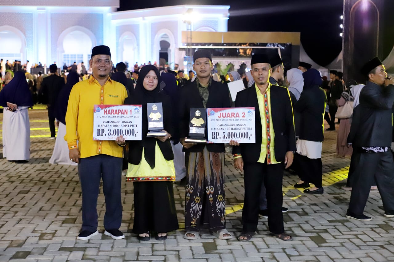 Kafilah Aceh Tenggara Juara di Cabang Hafalan 100 Hadis di MTQ ke 37 Pidie Jaya