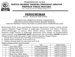 Sepuluh Kandidat Bersaing Isi Tiga Jabatan Strategis Aceh