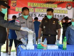 Ratusan Kilogram Ganja dan Sabu Dimusnahkan Polres Aceh Besar