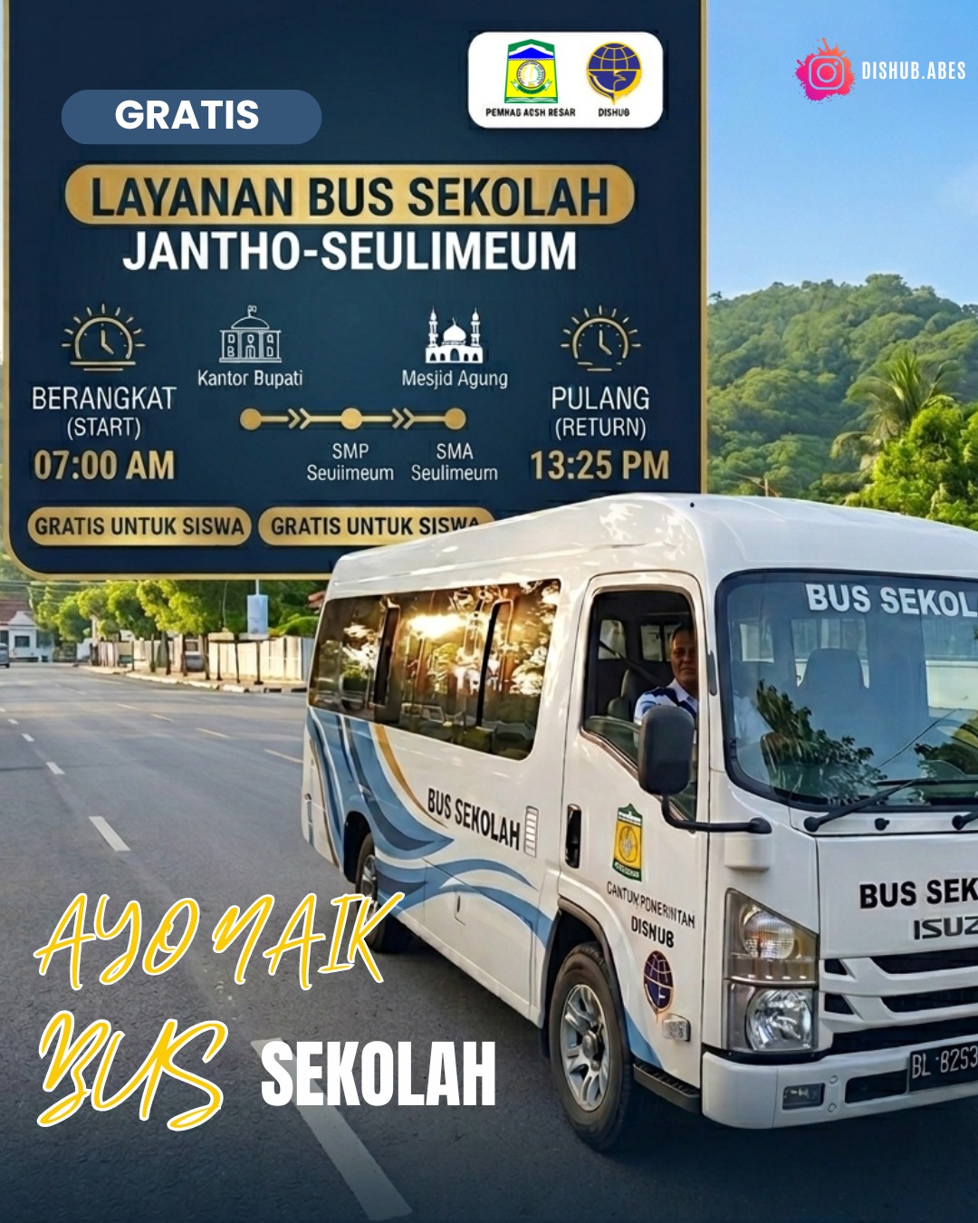 Bus Sekolah Gratis Mulai Beroperasi di Aceh Besar