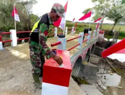 TNI Rampungkan Jembatan Aramco di Peudada