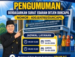 Disdukcapil Banda Aceh Tetap Buka Layanan saat Libur Nasional