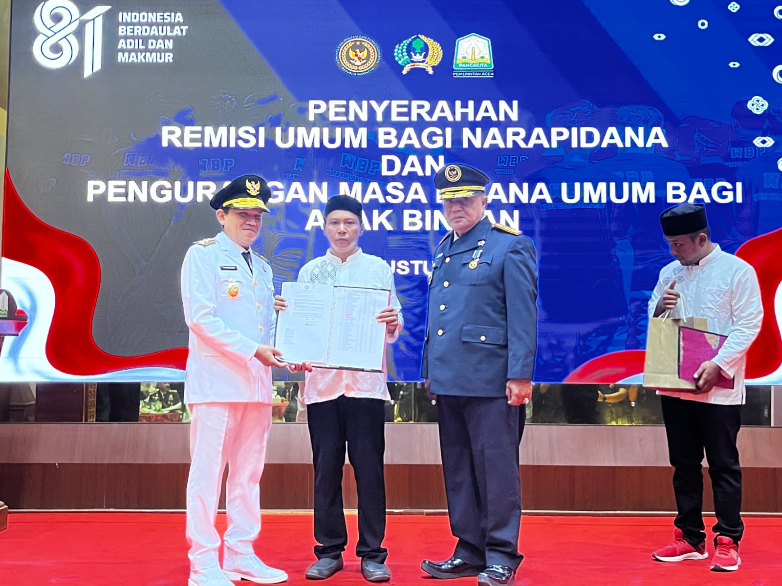 HUT ke-81 RI, Tiga Warga Binaan Rutan Banda Aceh Hirup Udara Bebas