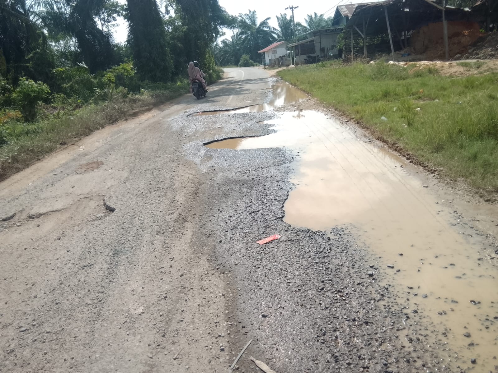 Jalan Padang Langgis-Pusong Kapal Rusak, Warga Keluhkan “Lubang Buta”