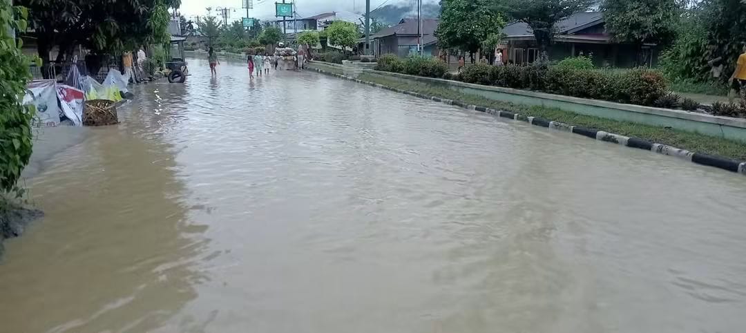 Tanggul Sungai Jebol, Banjir Rendam 15 Hektar Sawah dan Jalan Nasional