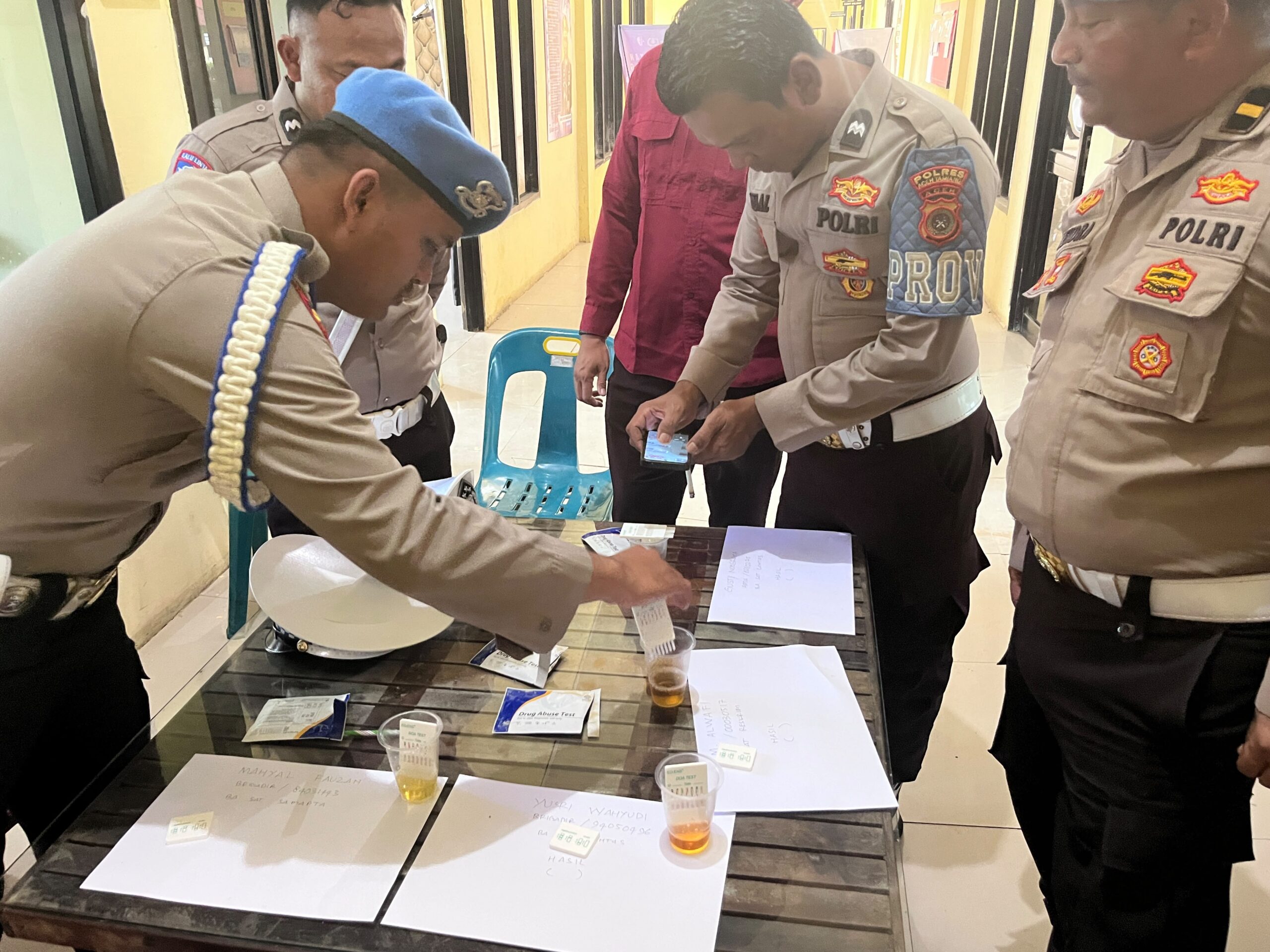 Propam Polres Aceh Tamiang Periksa Ponsel dan Tes Urine Seluruh Personel